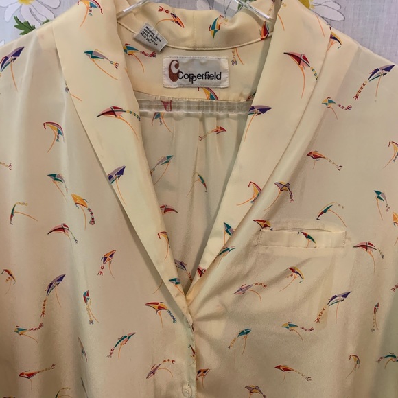 Vintage kite novelty small print button up blouse - Picture 5 of 9